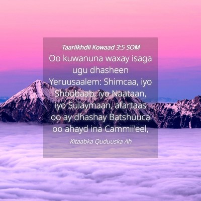 Picture 04 - Taariikhdii Kowaad 3:5 SOM - Oo kuwanuna waxay isaga ugu dhasheen Yeruusaalem: - Bible Verse Picture