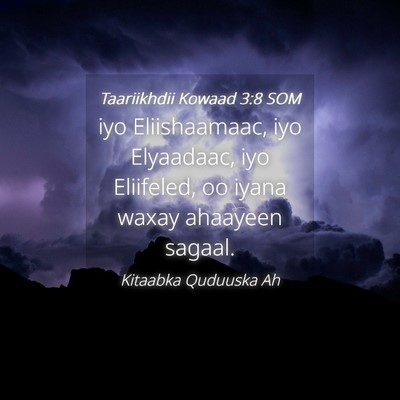 Picture 04 - Taariikhdii Kowaad 3:8 SOM - iyo Eliishaamaac, iyo Elyaadaac, iyo Eliifeled, - Bible Verse Picture