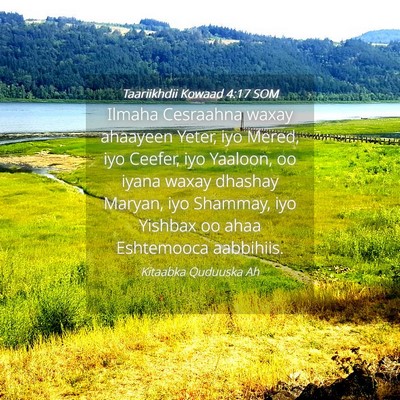 Picture 04 - Taariikhdii Kowaad 4:17 SOM - Ilmaha Cesraahna waxay ahaayeen Yeter, iyo Mered, - Bible Verse Picture