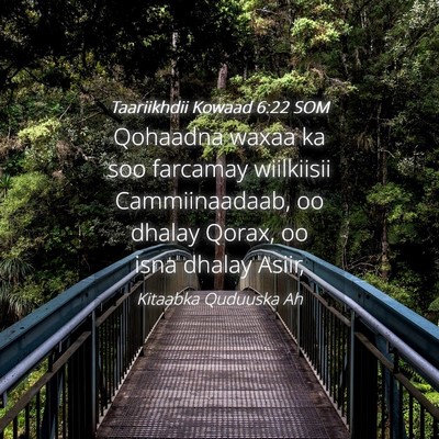 Picture 04 - Taariikhdii Kowaad 6:22 SOM - Qohaadna waxaa ka soo farcamay wiilkiisii - Bible Verse Picture