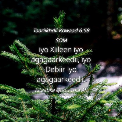 Picture 04 - Taariikhdii Kowaad 6:58 SOM - iyo Xiileen iyo agagaarkeedii, iyo Debiir iyo - Bible Verse Picture
