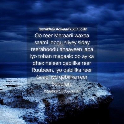 Picture 04 - Taariikhdii Kowaad 6:63 SOM - Oo reer Meraarii waxaa saami loogu siiyey siday - Bible Verse Picture