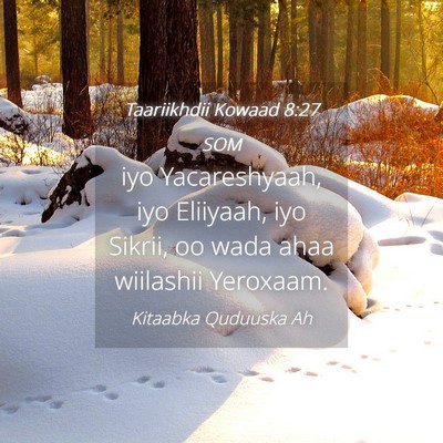 Picture 04 - Taariikhdii Kowaad 8:27 SOM - iyo Yacareshyaah, iyo Eliiyaah, iyo Sikrii, oo - Bible Verse Picture