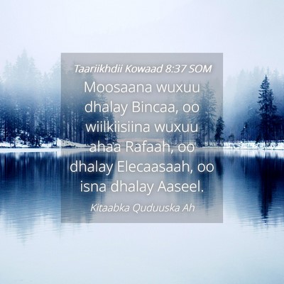 Picture 04 - Taariikhdii Kowaad 8:37 SOM - Moosaana wuxuu dhalay Bincaa, oo wiilkiisiina - Bible Verse Picture