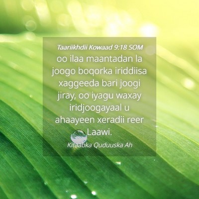 Picture 04 - Taariikhdii Kowaad 9:18 SOM - oo ilaa maantadan la joogo boqorka iriddiisa - Bible Verse Picture