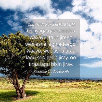Picture 04 - Taariikhdii Kowaad 9:28 SOM - Oo iyaga qaarkoodna waxay u talin jireen weelasha - Bible Verse Picture