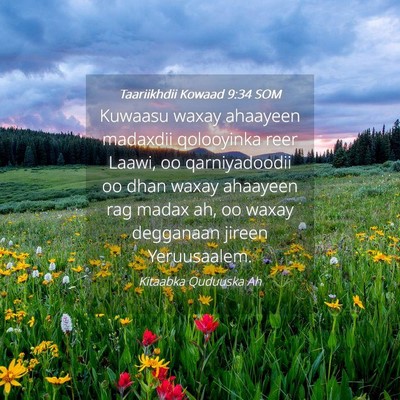 Picture 04 - Taariikhdii Kowaad 9:34 SOM - Kuwaasu waxay ahaayeen madaxdii qolooyinka reer - Bible Verse Picture
