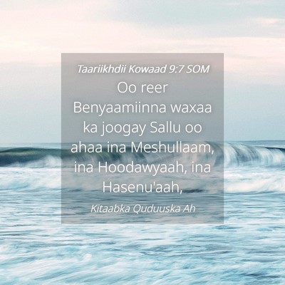 Picture 04 - Taariikhdii Kowaad 9:7 SOM - Oo reer Benyaamiinna waxaa ka joogay Sallu oo - Bible Verse Picture