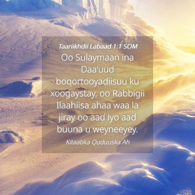 Picture 04 - Taariikhdii Labaad 1:1 SOM - Oo Sulaymaan ina Daa'uud boqortooyadiisuu ku - Bible Verse Picture