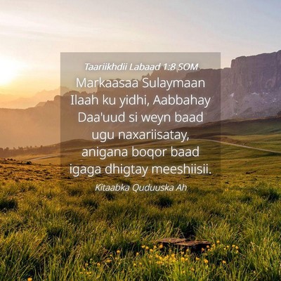 Picture 04 - Taariikhdii Labaad 1:8 SOM - Markaasaa Sulaymaan Ilaah ku yidhi, Aabbahay - Bible Verse Picture