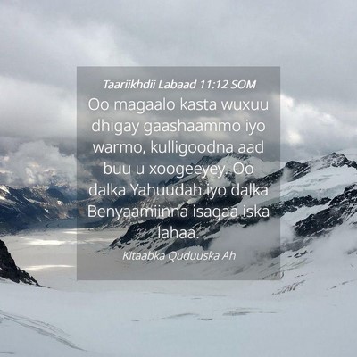 Picture 04 - Taariikhdii Labaad 11:12 SOM - Oo magaalo kasta wuxuu dhigay gaashaammo iyo - Bible Verse Picture