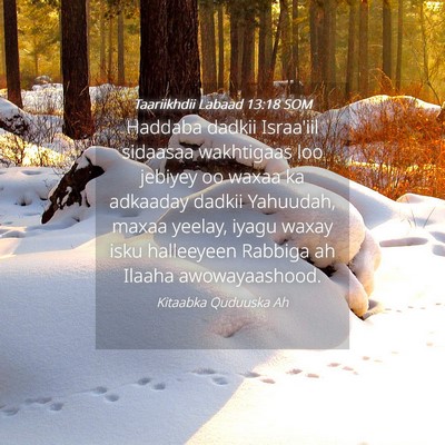 Picture 04 - Taariikhdii Labaad 13:18 SOM - Haddaba dadkii Israa'iil sidaasaa wakhtigaas loo - Bible Verse Picture