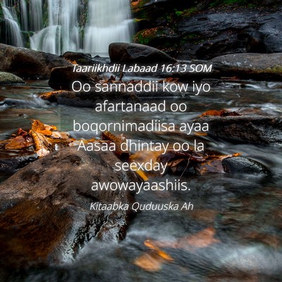 Picture 04 - Taariikhdii Labaad 16:13 SOM - Oo sannaddii kow iyo afartanaad oo boqornimadiisa - Bible Verse Picture