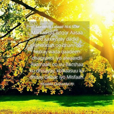 Picture 04 - Taariikhdii Labaad 16:6 SOM - Markaasaa Boqor Aasaa soo kaxaystay dadkii - Bible Verse Picture