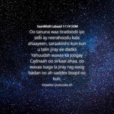 Picture 04 - Taariikhdii Labaad 17:14 SOM - Oo tanuna waa tiradoodii iyo sidii ay reerahoodu - Bible Verse Picture
