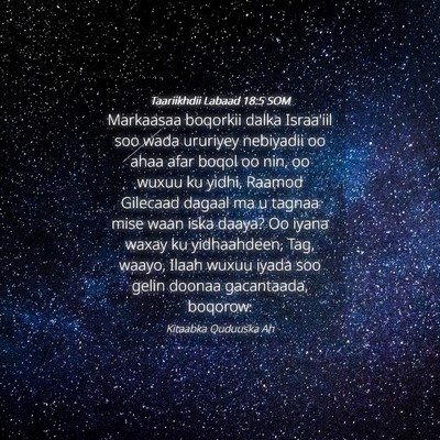 Picture 04 - Taariikhdii Labaad 18:5 SOM - Markaasaa boqorkii dalka Israa'iil soo wada - Bible Verse Picture
