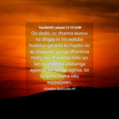 Picture 04 - Taariikhdii Labaad 23:10 SOM - Oo dadkii oo dhanna wuxuu ka dhigay in nin waluba - Bible Verse Picture