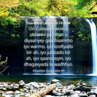 Picture 04 - Taariikhdii Labaad 26:14 SOM - Oo Cusiyaah wuxuu ciidankii oo dhan u diyaariyey - Bible Verse Picture