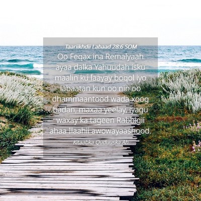 Picture 04 - Taariikhdii Labaad 28:6 SOM - Oo Feqax ina Remalyaah ayaa dalka Yahuudah isku - Bible Verse Picture