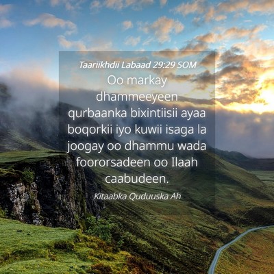 Picture 04 - Taariikhdii Labaad 29:29 SOM - Oo markay dhammeeyeen qurbaanka bixintiisii ayaa - Bible Verse Picture