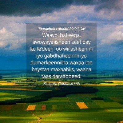 Picture 04 - Taariikhdii Labaad 29:9 SOM - Waayo, bal eega, awowayaasheen seef bay ku - Bible Verse Picture