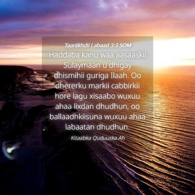 Picture 04 - Taariikhdii Labaad 3:3 SOM - Haddaba kanu waa aasaaskii Sulaymaan u dhigay - Bible Verse Picture