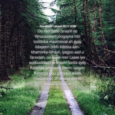 Picture 04 - Taariikhdii Labaad 30:21 SOM - Oo reer binu Israa'iil ee Yeruusaalem joogayna - Bible Verse Picture