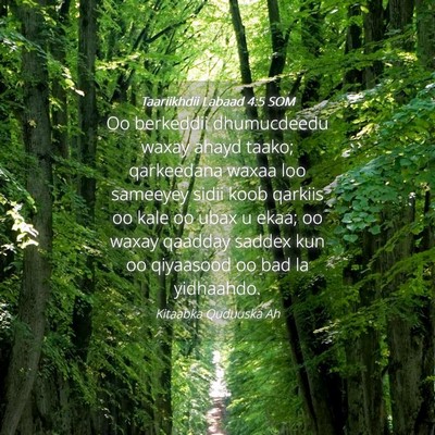 Picture 04 - Taariikhdii Labaad 4:5 SOM - Oo berkeddii dhumucdeedu waxay ahayd taako; - Bible Verse Picture