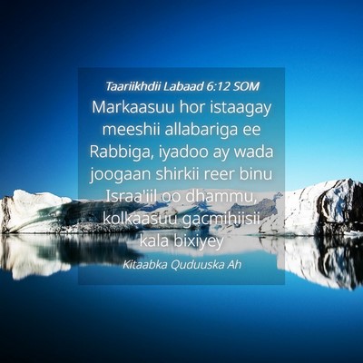 Picture 04 - Taariikhdii Labaad 6:12 SOM - Markaasuu hor istaagay meeshii allabariga ee - Bible Verse Picture