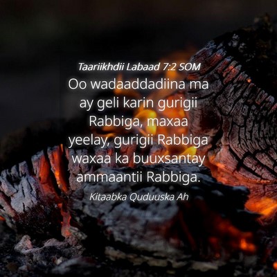 Picture 04 - Taariikhdii Labaad 7:2 SOM - Oo wadaaddadiina ma ay geli karin gurigii - Bible Verse Picture