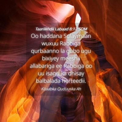 Picture 04 - Taariikhdii Labaad 8:12 SOM - Oo haddana Sulaymaan wuxuu Rabbiga qurbaanno la - Bible Verse Picture