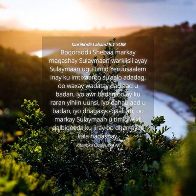 Picture 04 - Taariikhdii Labaad 9:1 SOM - Boqoraddii Shebaa markay maqashay Sulaymaan - Bible Verse Picture