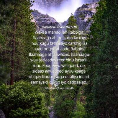 Picture 04 - Taariikhdii Labaad 9:8 SOM - Waxaa mahad leh Rabbiga Ilaahaaga ah oo kugu - Bible Verse Picture