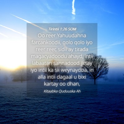Picture 04 - Tirintii 1:26 SOM - Oo reer Yahuudahna farcankoodii, qolo qolo iyo - Bible Verse Picture