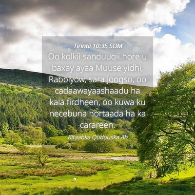 Picture 04 - Tirintii 10:35 SOM - Oo kolkii sanduuqii hore u baxay ayaa Muuse - Bible Verse Picture