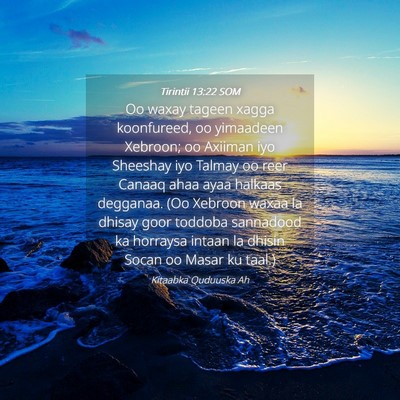 Picture 04 - Tirintii 13:22 SOM - Oo waxay tageen xagga koonfureed, oo yimaadeen - Bible Verse Picture