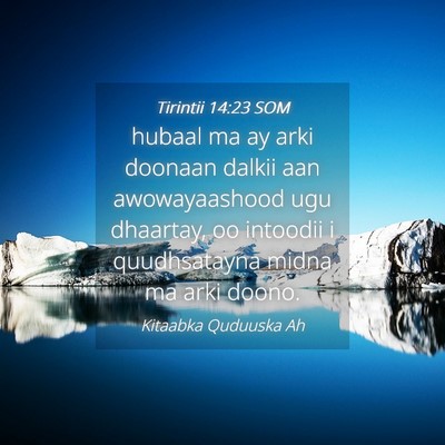 Picture 04 - Tirintii 14:23 SOM - hubaal ma ay arki doonaan dalkii aan - Bible Verse Picture