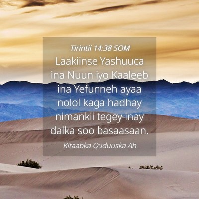 Picture 04 - Tirintii 14:38 SOM - Laakiinse Yashuuca ina Nuun iyo Kaaleeb ina - Bible Verse Picture