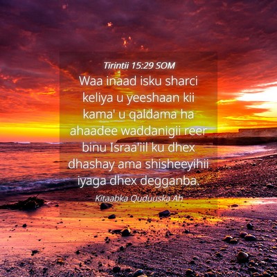 Picture 04 - Tirintii 15:29 SOM - Waa inaad isku sharci keliya u yeeshaan kii kama' - Bible Verse Picture