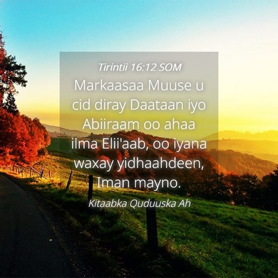 Picture 04 - Tirintii 16:12 SOM - Markaasaa Muuse u cid diray Daataan iyo Abiiraam - Bible Verse Picture
