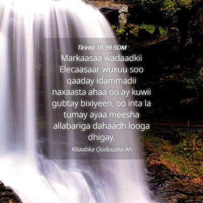 Picture 04 - Tirintii 16:39 SOM - Markaasaa wadaadkii Elecaasaar wuxuu soo qaaday - Bible Verse Picture