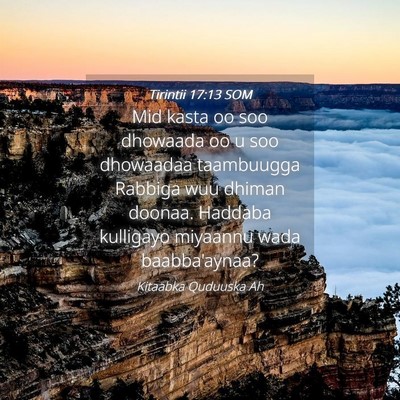Picture 04 - Tirintii 17:13 SOM - Mid kasta oo soo dhowaada oo u soo dhowaadaa - Bible Verse Picture