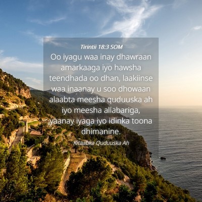 Picture 04 - Tirintii 18:3 SOM - Oo iyagu waa inay dhawraan amarkaaga iyo hawsha - Bible Verse Picture