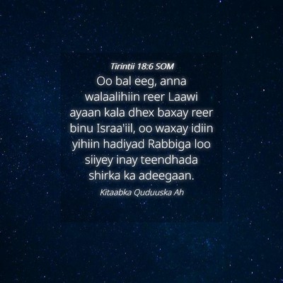 Picture 04 - Tirintii 18:6 SOM - Oo bal eeg, anna walaalihiin reer Laawi ayaan - Bible Verse Picture