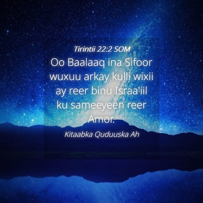 Picture 04 - Tirintii 22:2 SOM - Oo Baalaaq ina Sifoor wuxuu arkay kulli wixii ay - Bible Verse Picture