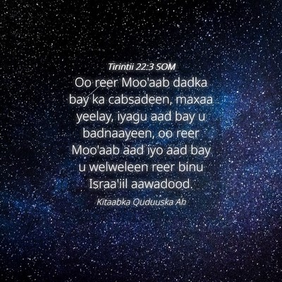 Picture 04 - Tirintii 22:3 SOM - Oo reer Moo'aab dadka bay ka cabsadeen, maxaa - Bible Verse Picture