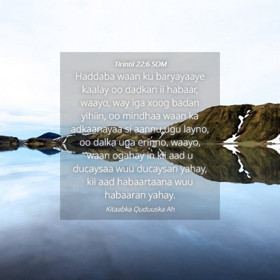 Picture 04 - Tirintii 22:6 SOM - Haddaba waan ku baryayaaye kaalay oo dadkan ii - Bible Verse Picture