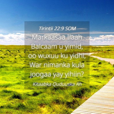 Picture 04 - Tirintii 22:9 SOM - Markaasaa Ilaah Balcaam u yimid, oo wuxuu ku - Bible Verse Picture