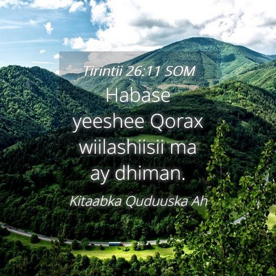 Picture 04 - Tirintii 26:11 SOM - Habase yeeshee Qorax wiilashiisii ma ay - Bible Verse Picture