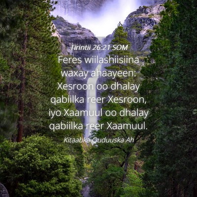 Picture 04 - Tirintii 26:21 SOM - Feres wiilashiisiina waxay ahaayeen: Xesroon oo - Bible Verse Picture